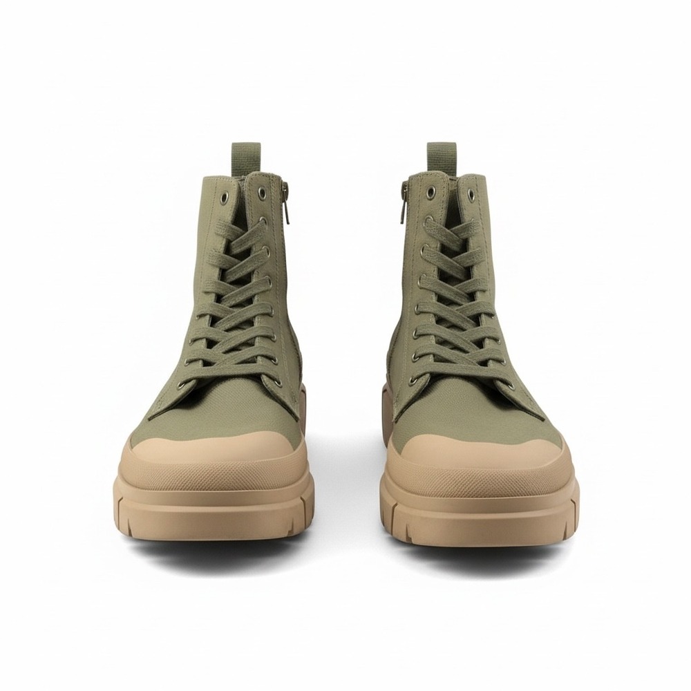 No Boundaries Canvas Platform Combat Boots Womens 8 Green Lug Sole Gorpcore